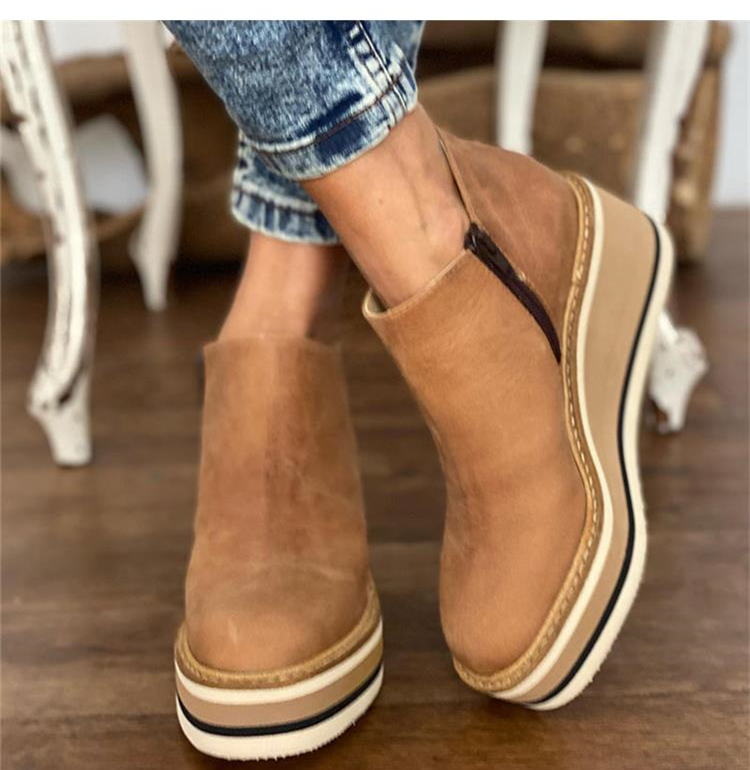 Stivaletti con Zeppa da Donna con Cerniera Laterale | Stivaletti Comodi e Facili da Indossare