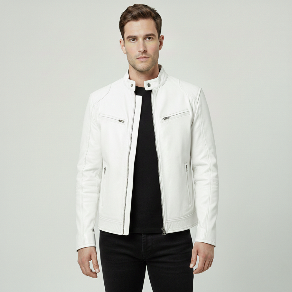 Giacca in Pelle Moderna da Uomo