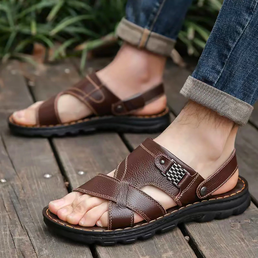 Sandalias ortopédicas de piel para hombre