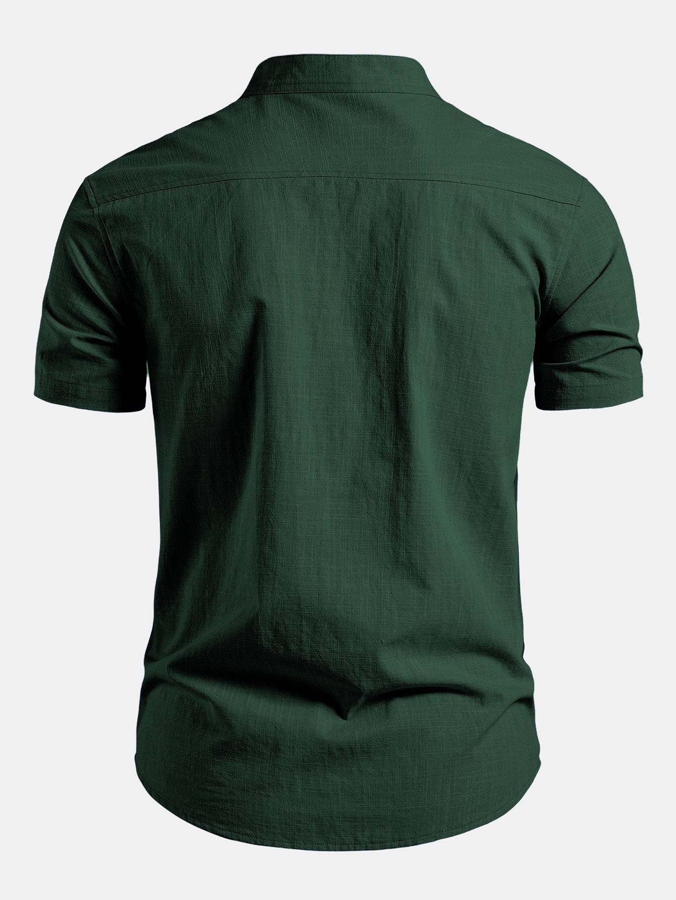Men's Short Sleeve Shirt with Mandarin Collar - Tailored Fit