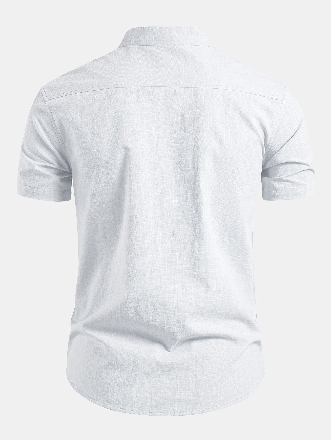 Men's Short Sleeve Shirt with Mandarin Collar - Tailored Fit