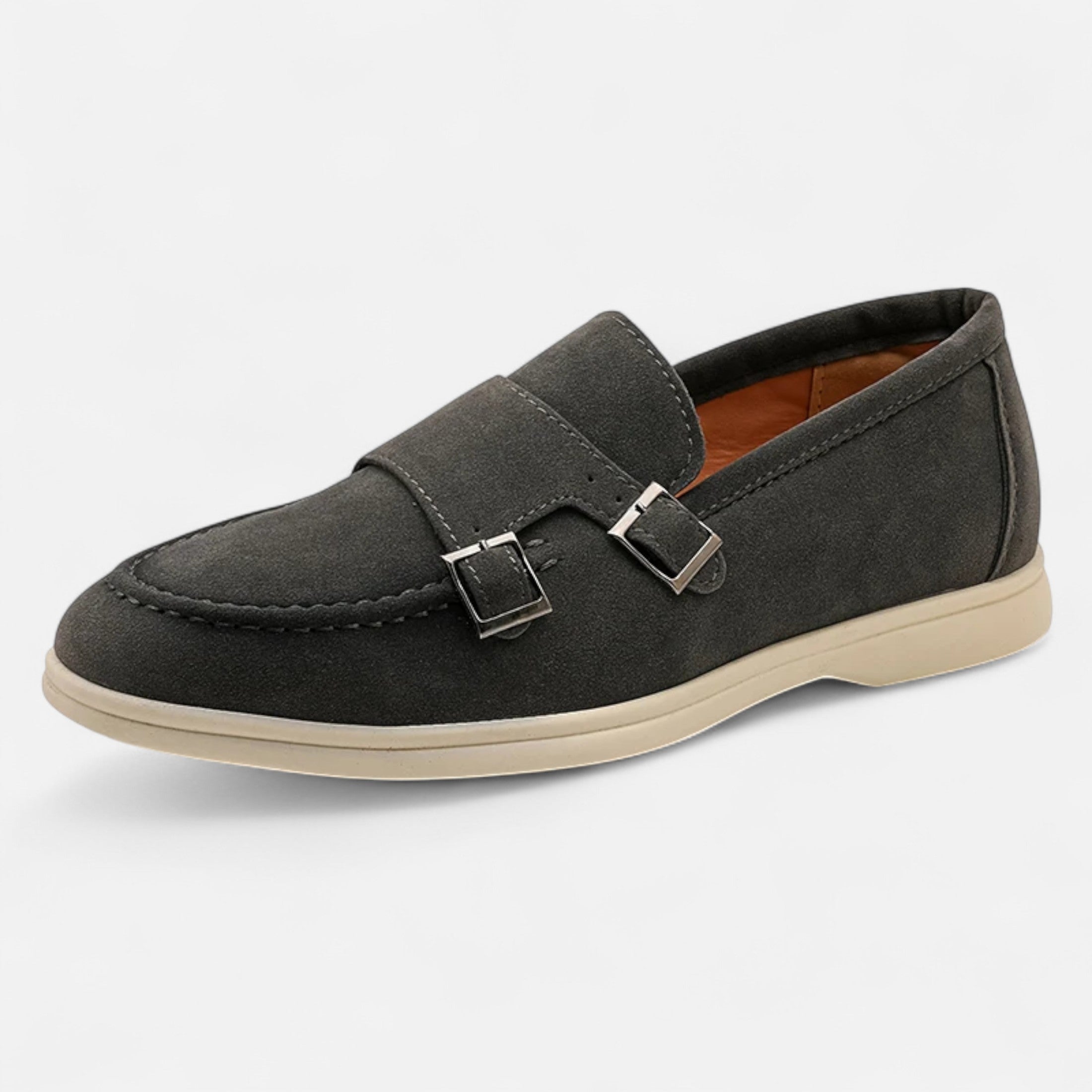 Men's Suede Monk Strap Loafers – Slip-On Elegance