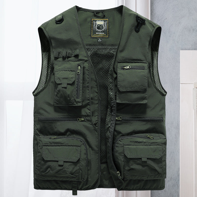 Men's Lightweight Summer Multi-Pocket Vest - Breathable Sleeveless Jacket