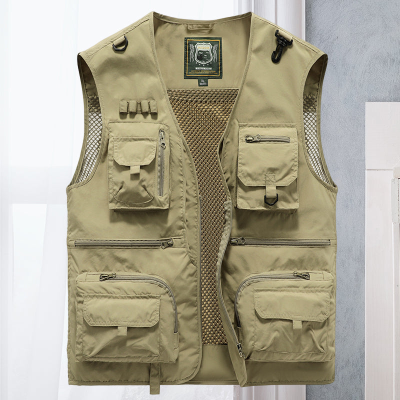 Men's Lightweight Summer Multi-Pocket Vest - Breathable Sleeveless Jacket
