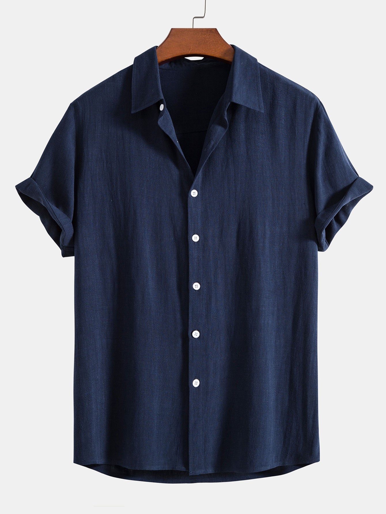 Men's Short Sleeve Mixed Linen Shirt | Breathable Summer Shirt Relaxed Fit with Button Closure