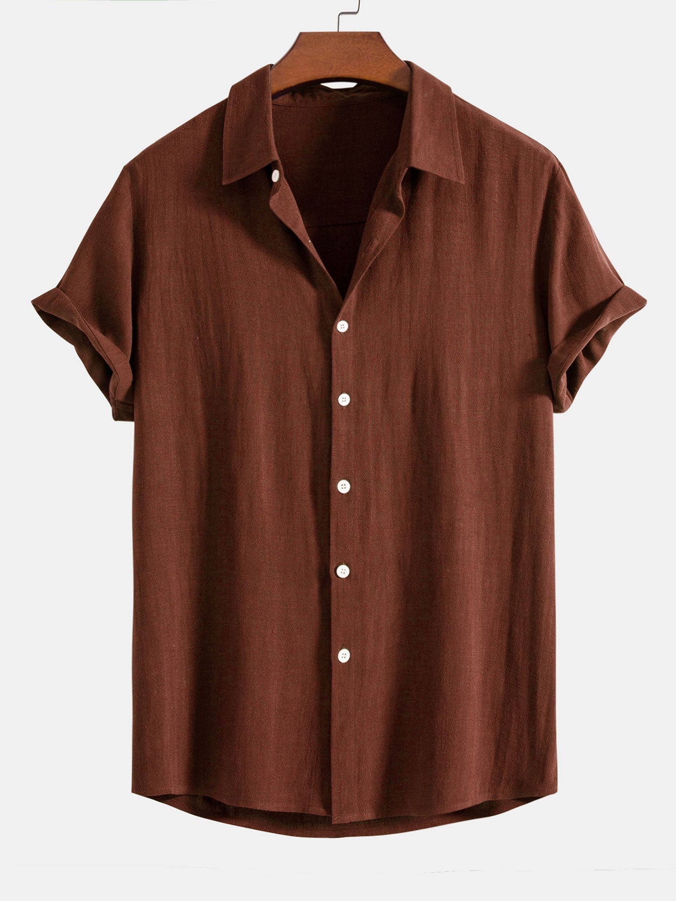 Men's Short Sleeve Mixed Linen Shirt | Breathable Summer Shirt Relaxed Fit with Button Closure