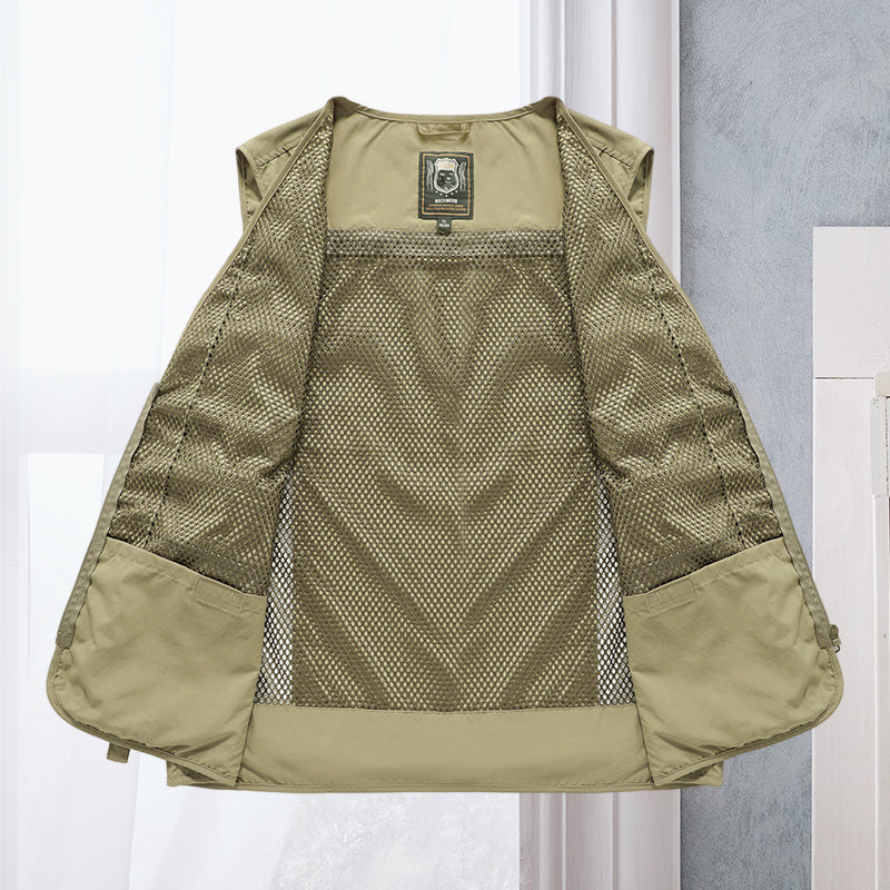 Men's Lightweight Summer Multi-Pocket Vest - Breathable Sleeveless Jacket