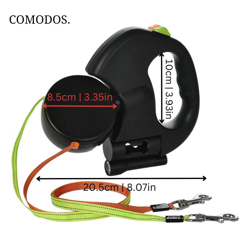 Double Retractable Dog Leash with 360° Tangle-Free System