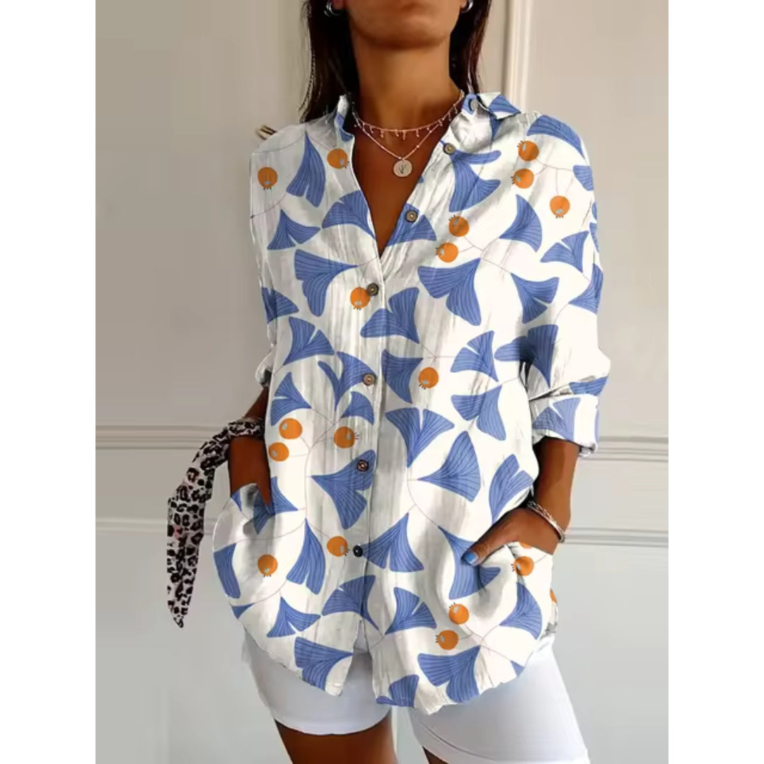 Blusa de flores con botones para mujer