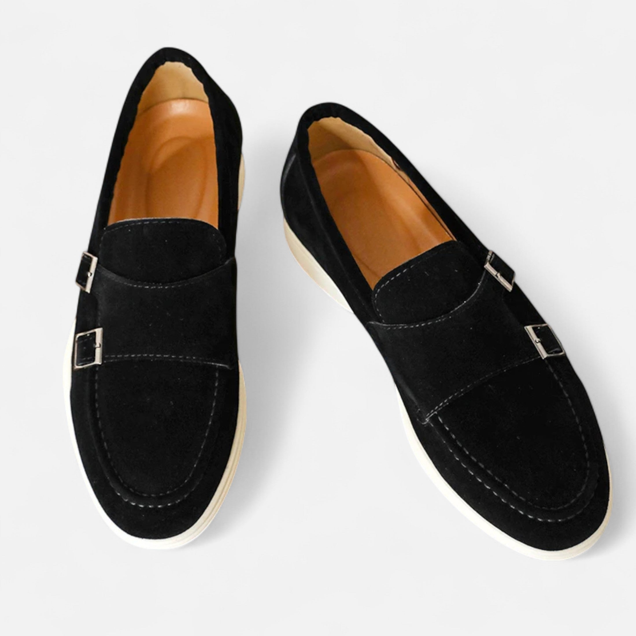 Men's Suede Monk Strap Loafers – Slip-On Elegance