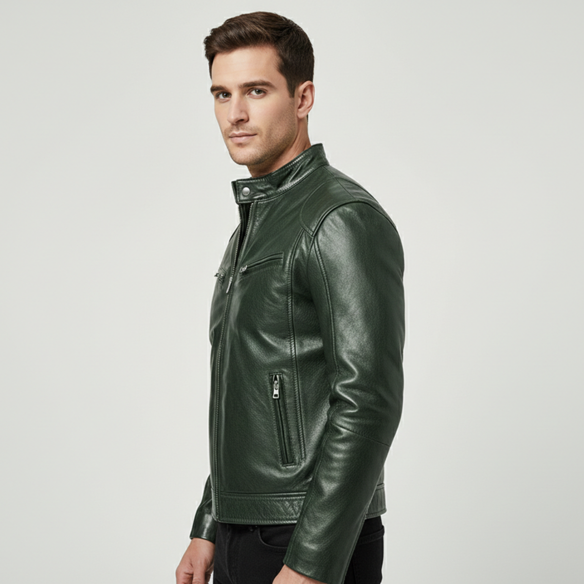 Giacca in Pelle Moderna da Uomo