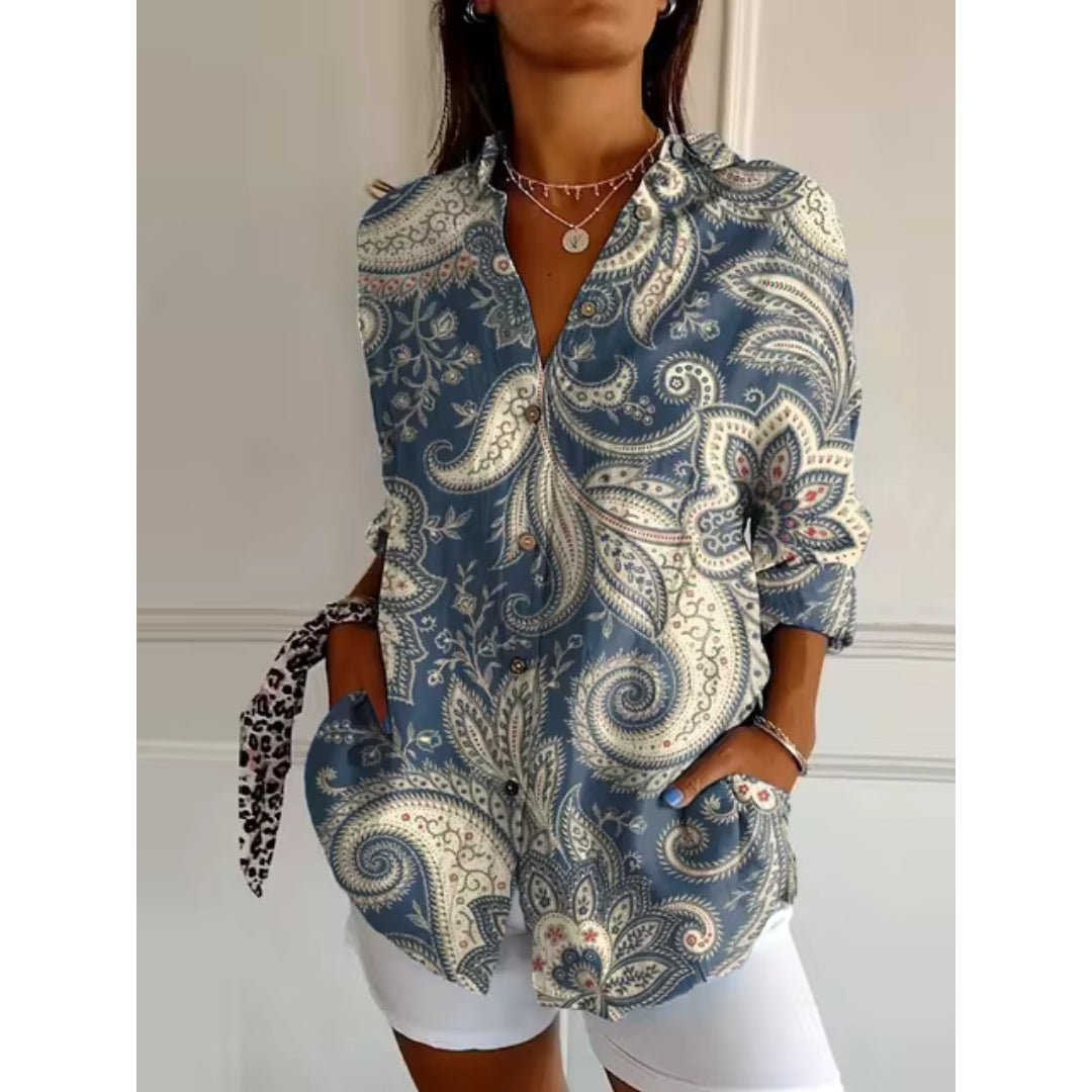 Blusa de flores con botones para mujer