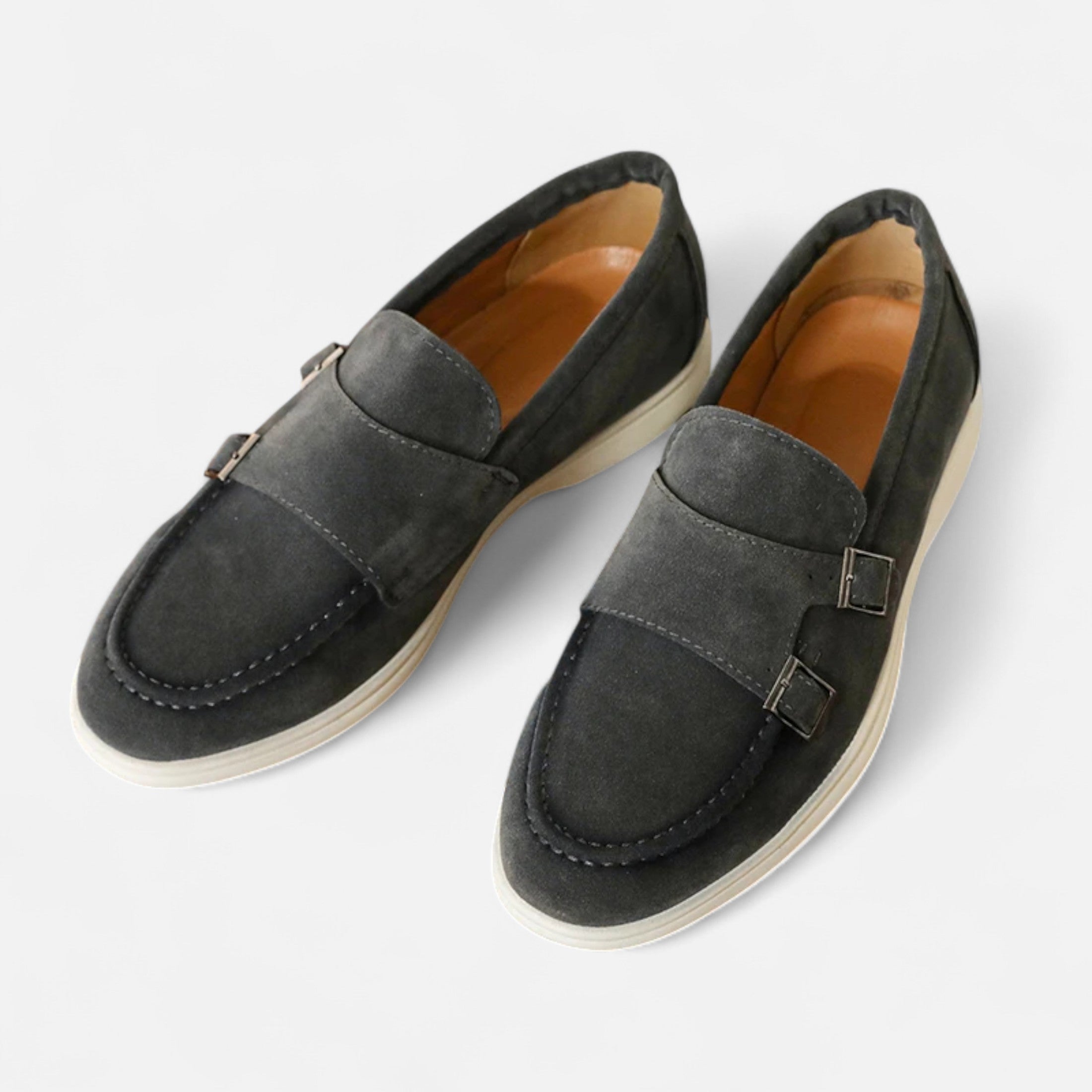 Men's Suede Monk Strap Loafers – Slip-On Elegance