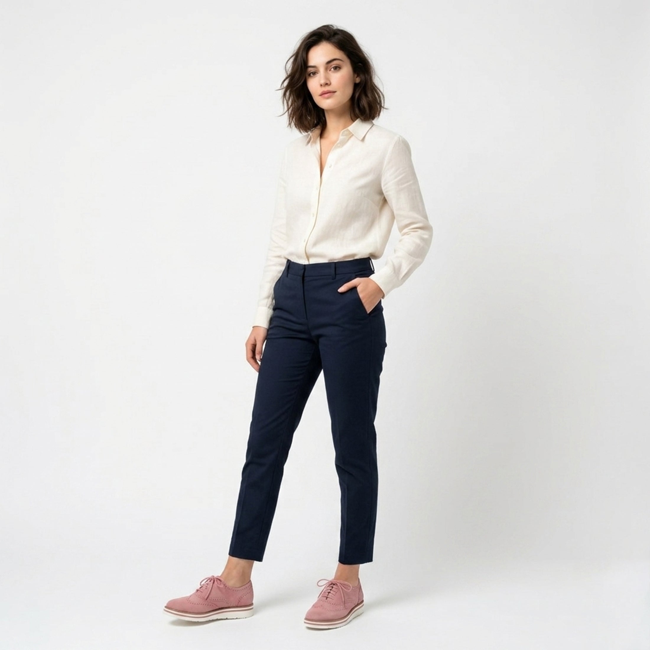 Chaussures Oxford pour femme à lacets avec semelle compensée