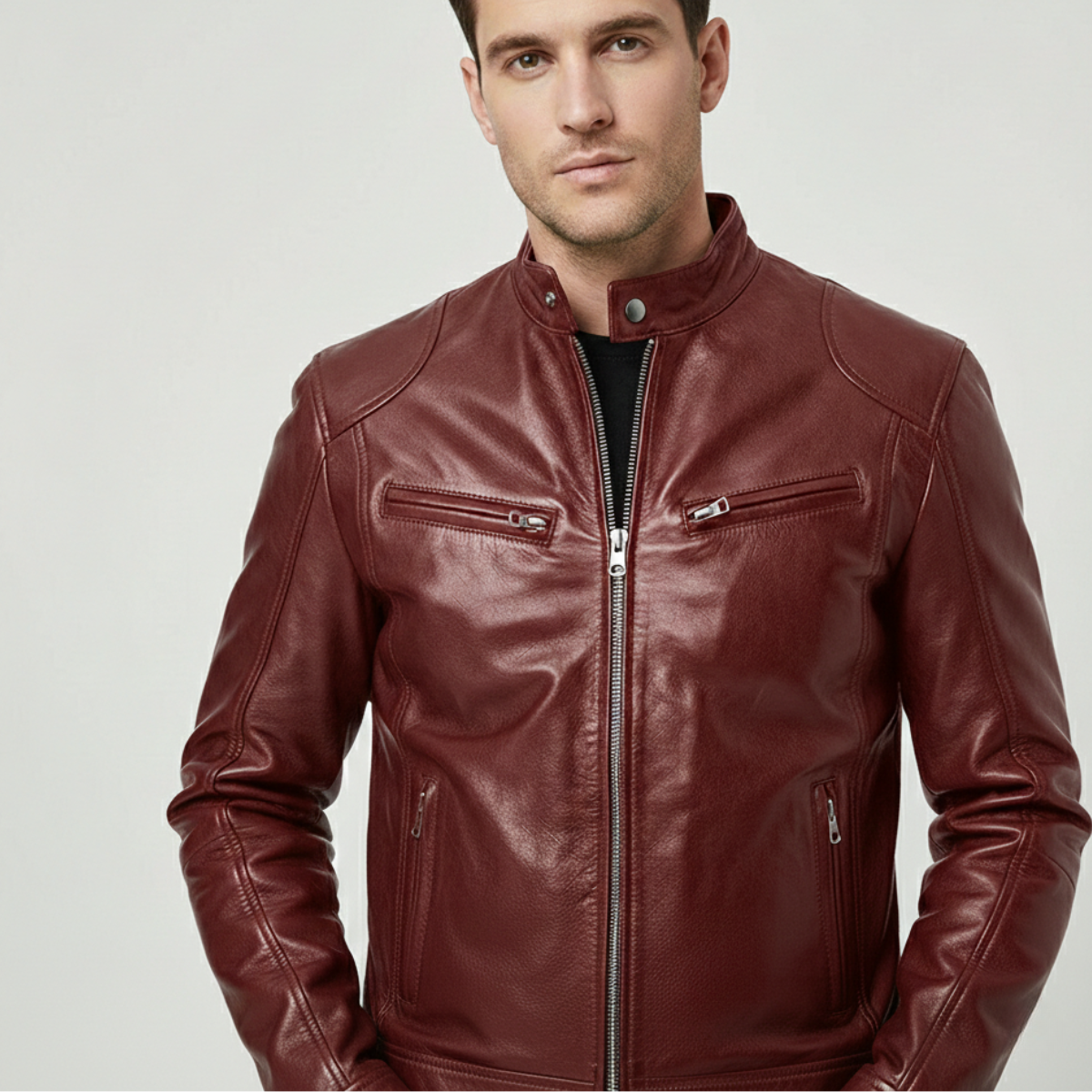 Giacca in Pelle Moderna da Uomo