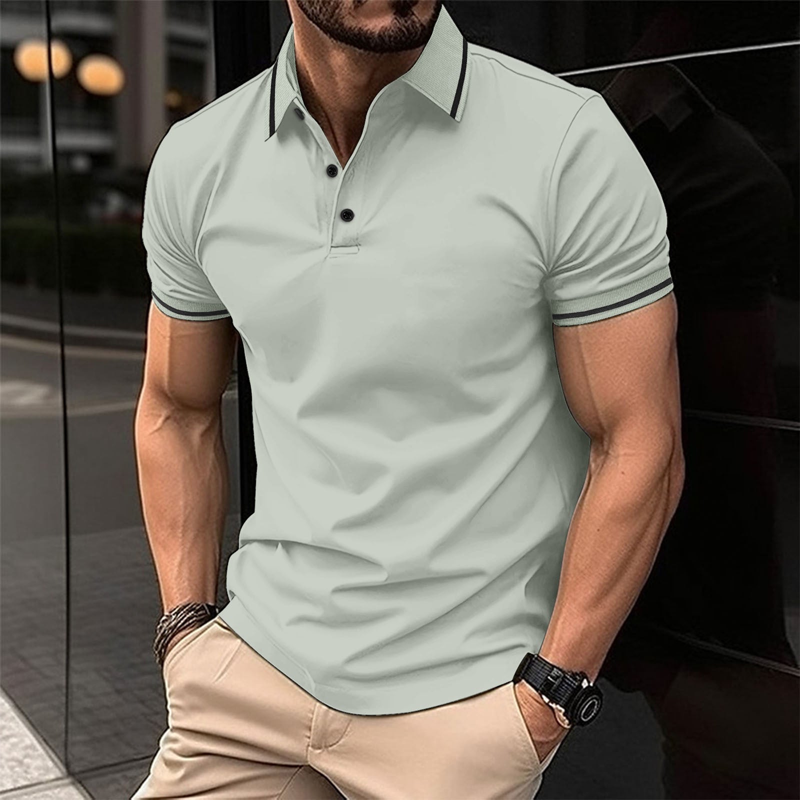 Pánské slim fit polo tričko s krátkým rukávem