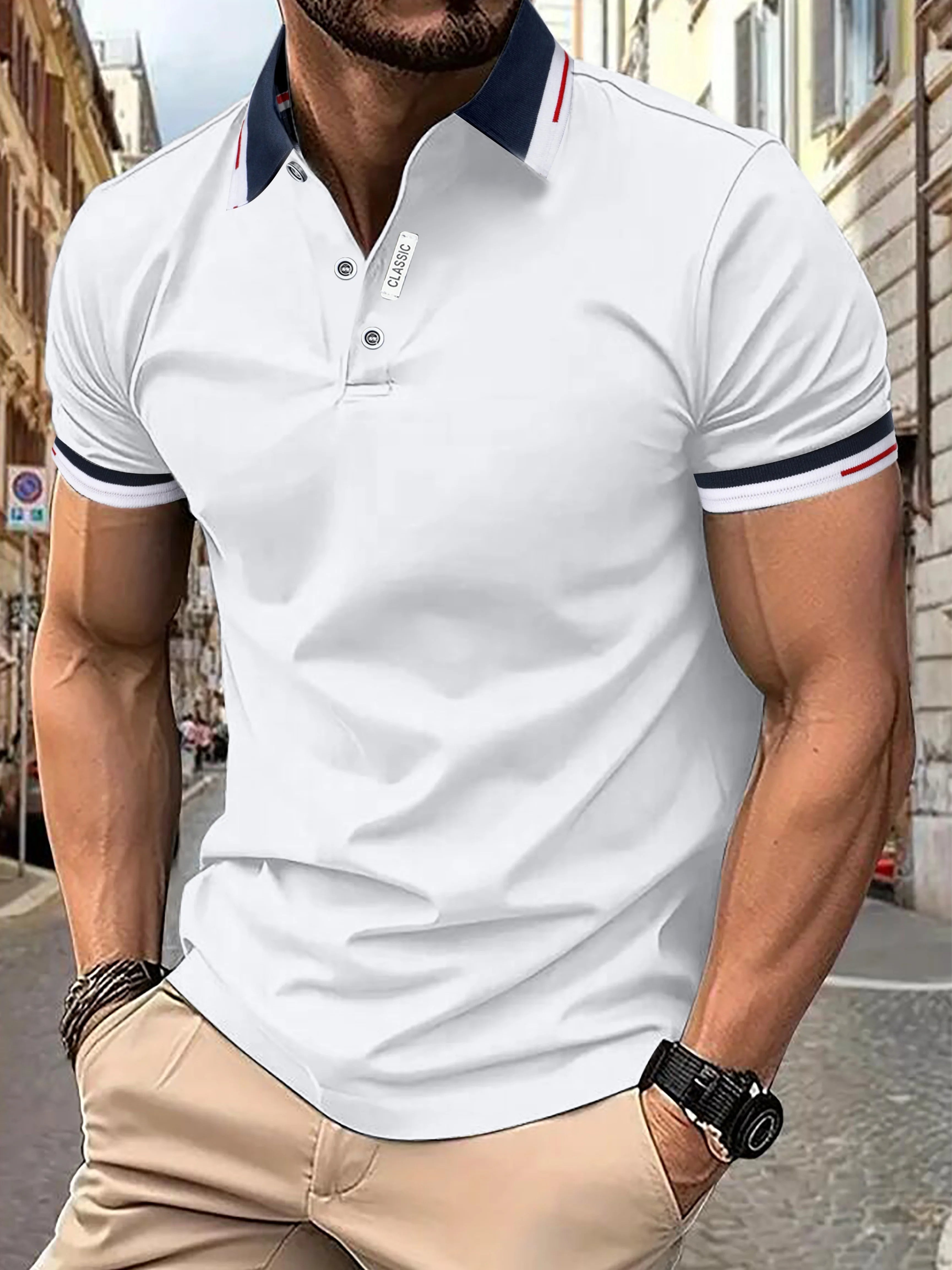 Pánské slim fit polo tričko s krátkým rukávem