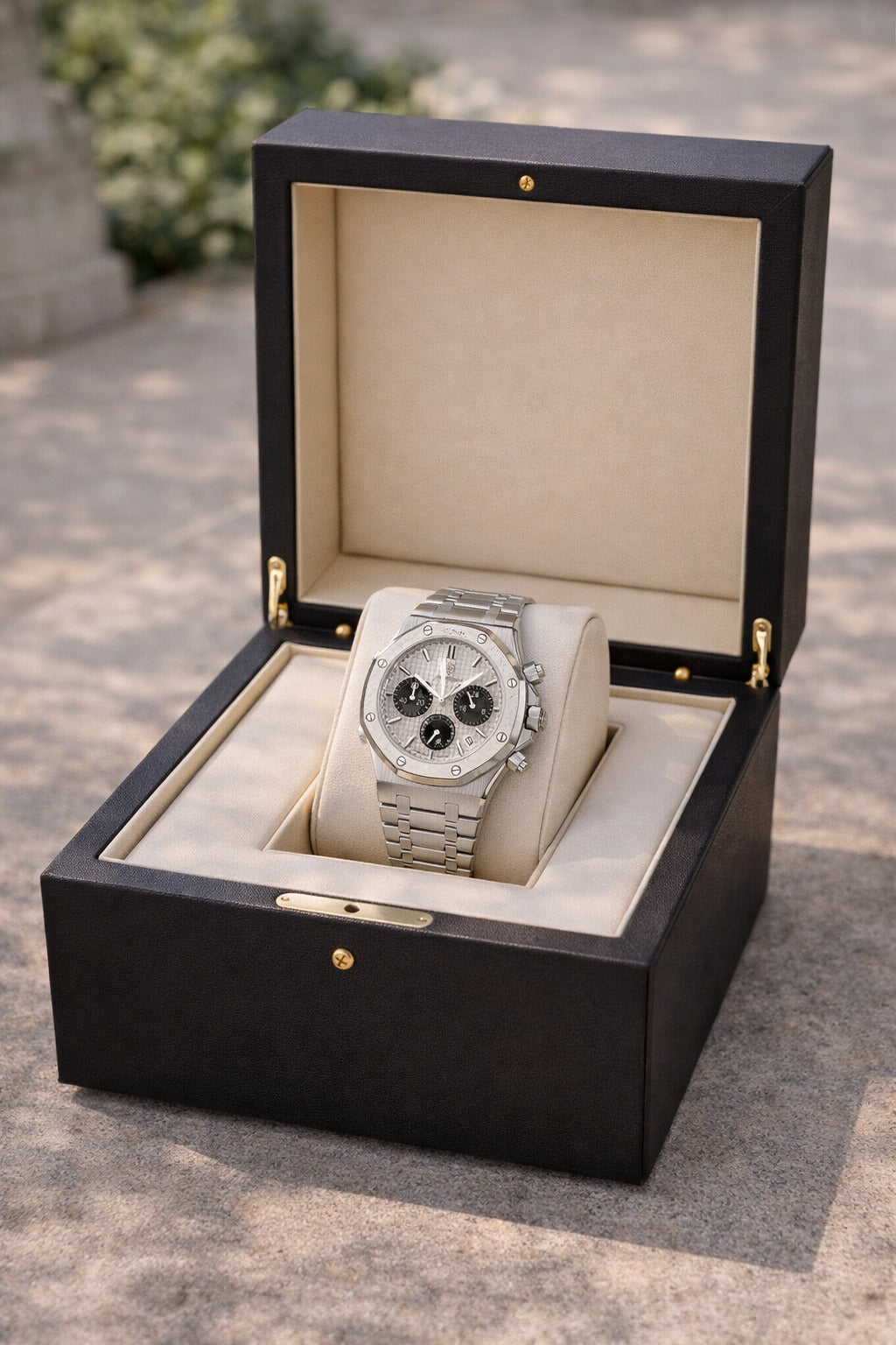 Orologio Uomo Cronografo Acciaio Inossidabile con Bracciale Orologio da Polso Elegante