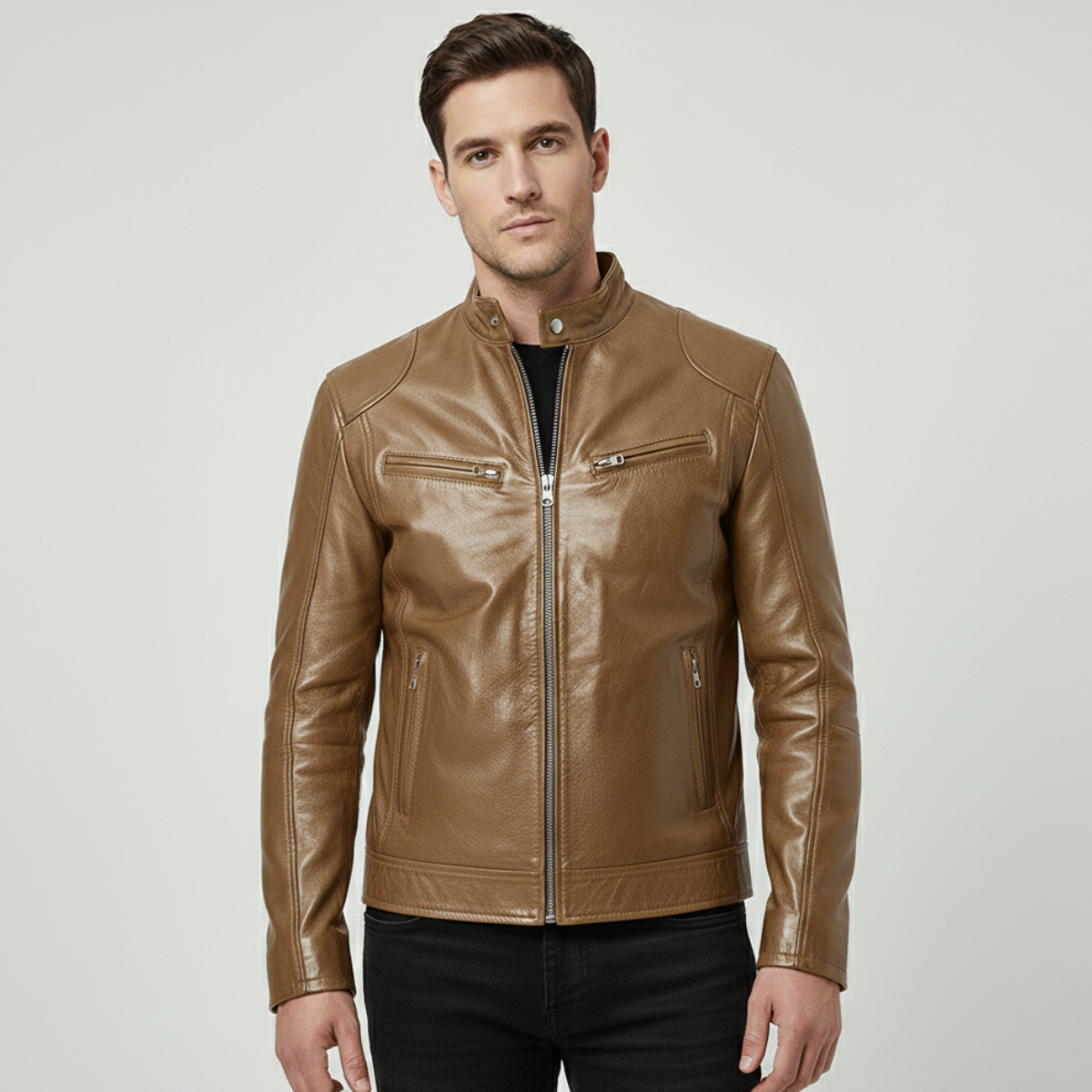 Giacca in Pelle Moderna da Uomo