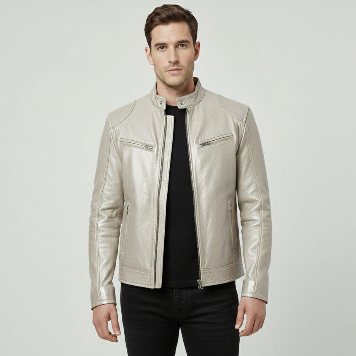 Giacca in Pelle Moderna da Uomo