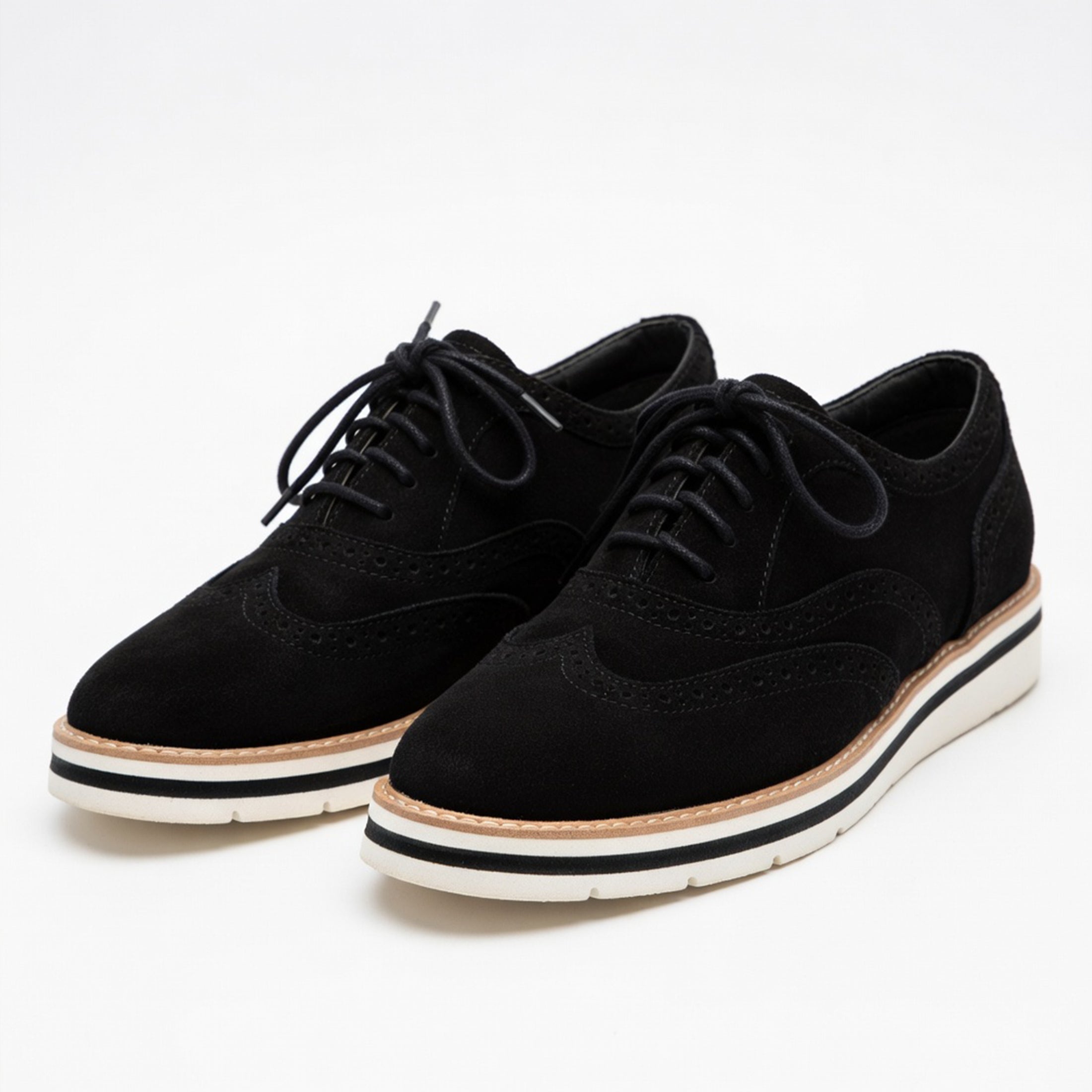 Chaussures Oxford pour femme à lacets avec semelle compensée