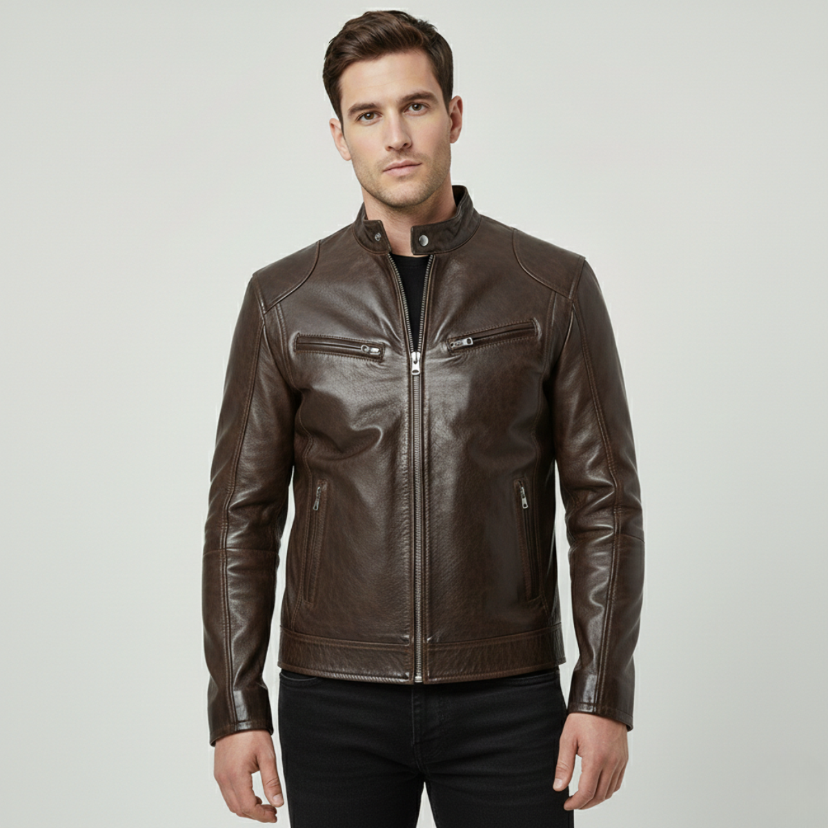 Giacca in Pelle Moderna da Uomo