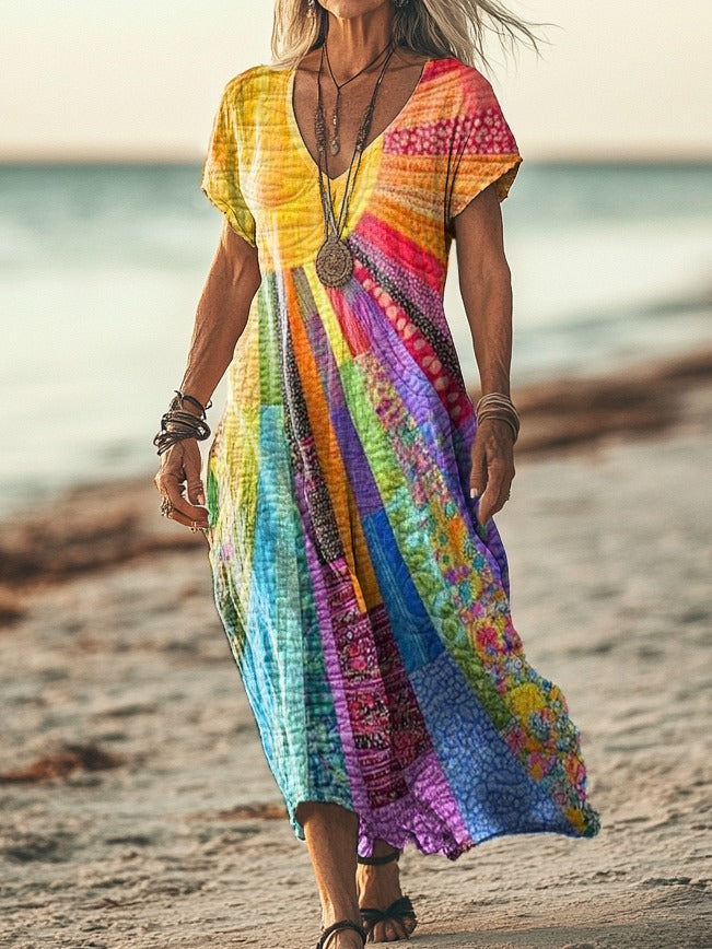 Boho-chic ruha napmotívummal
