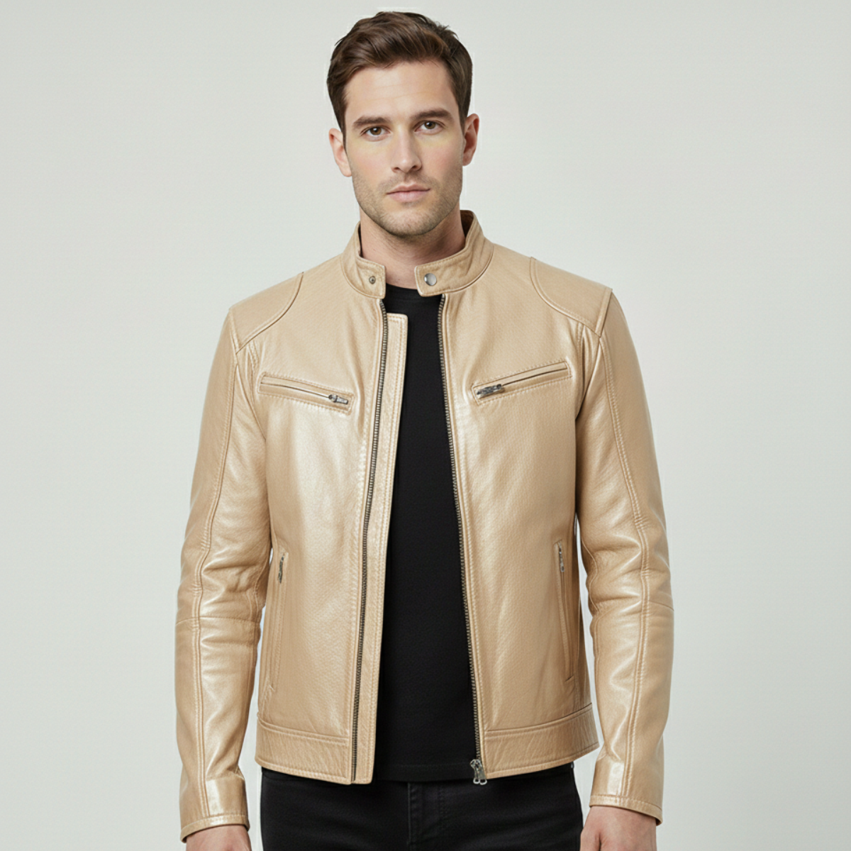 Giacca in Pelle Moderna da Uomo