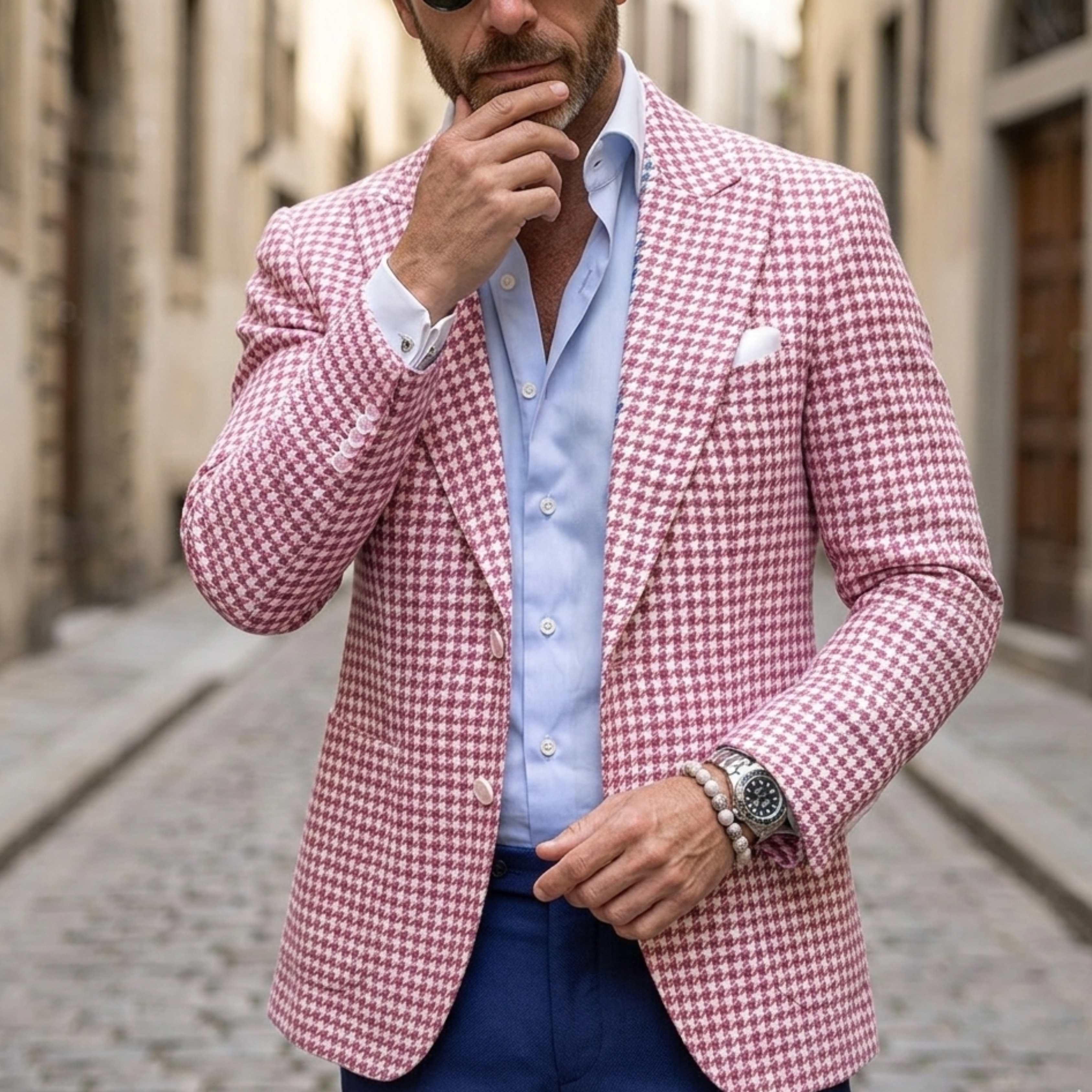Men's Slim Fit Houndstooth Blazer