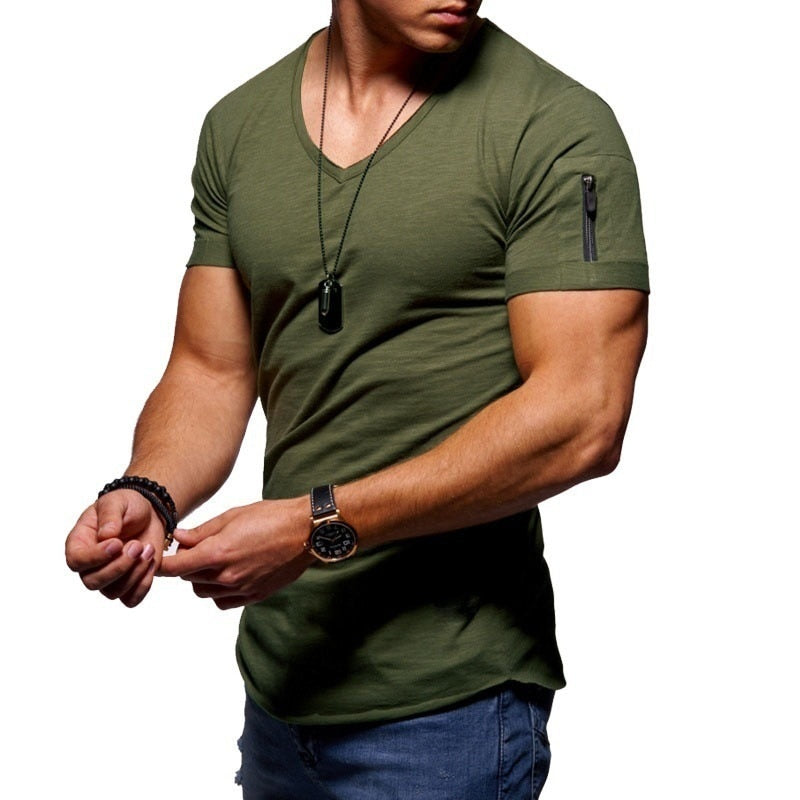 Ανδρικό T-shirt με V λαιμόκοψη από διαπνέον ύφασμα