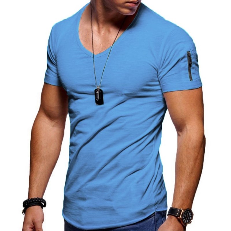 Ανδρικό T-shirt με V λαιμόκοψη από διαπνέον ύφασμα