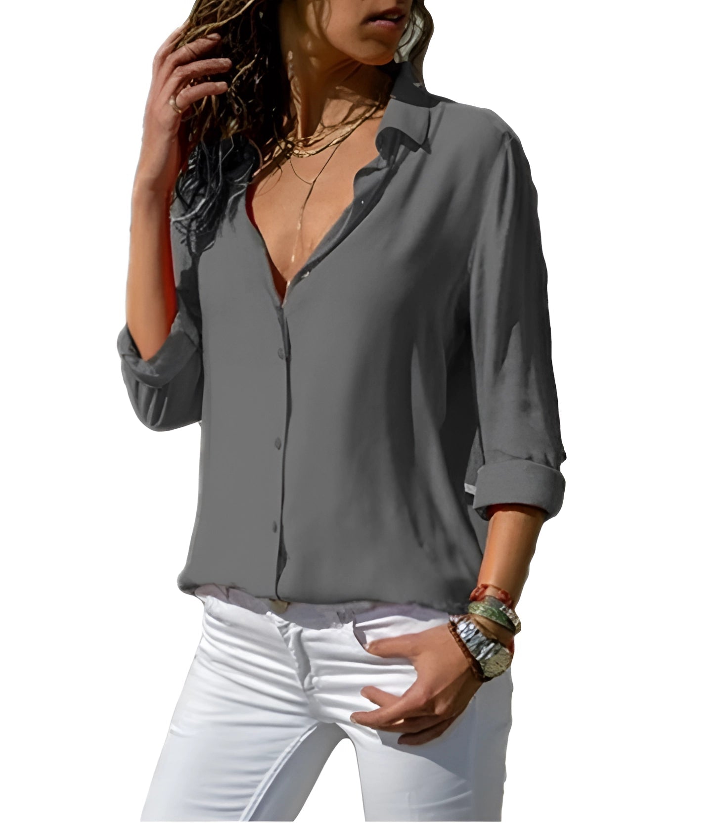 Elegant bluse med lange ærmer til kvinder