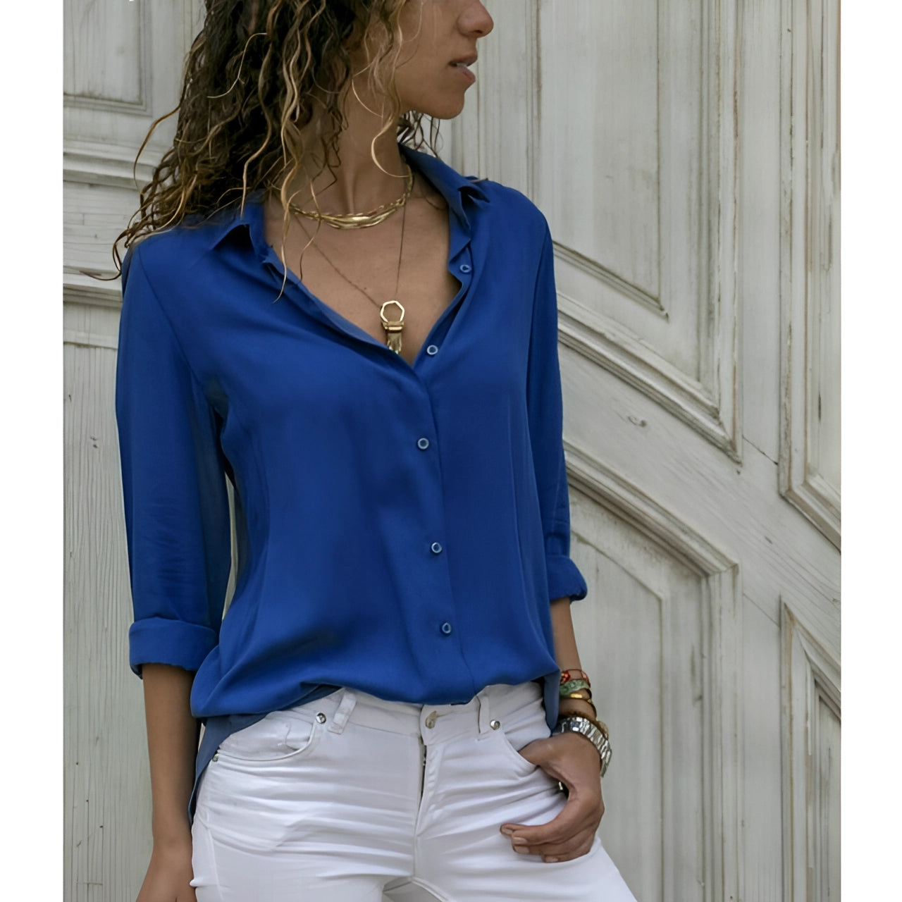 Elegant bluse med lange ærmer til kvinder