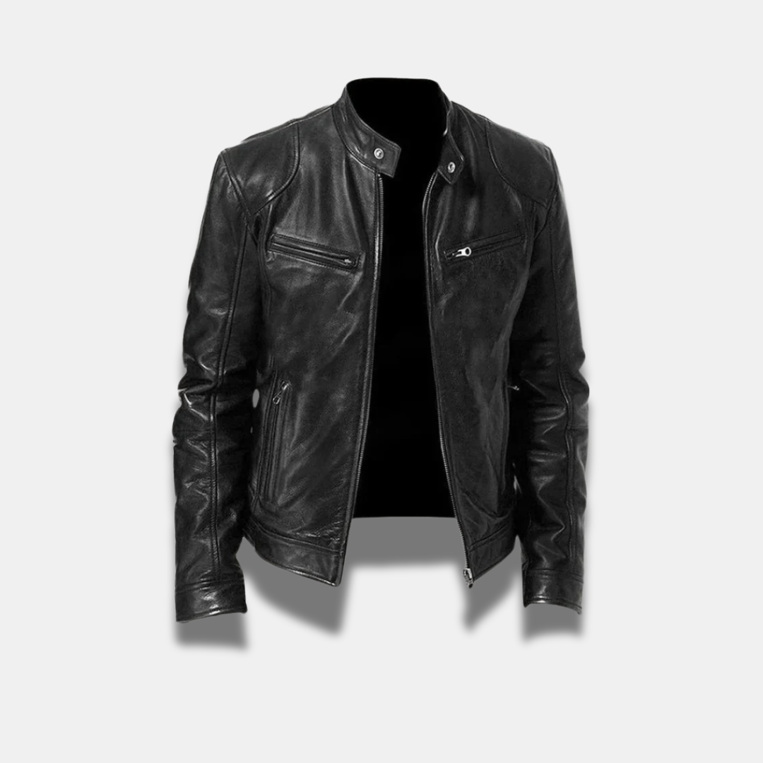 Férfi klasszikus bőrdzseki – Magas minőségű, slim fit motoros dzseki