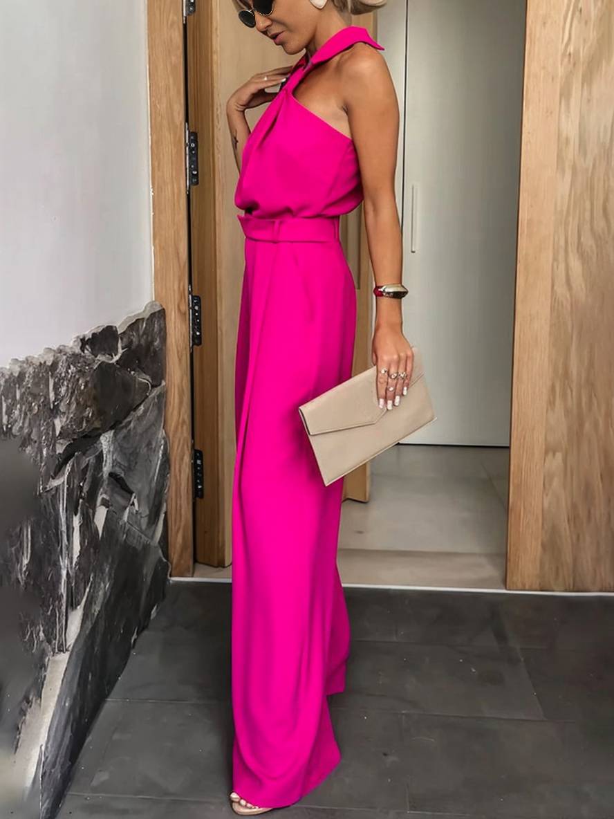 Palazzo overal s odhalenými zády a páskem – elegantní chic