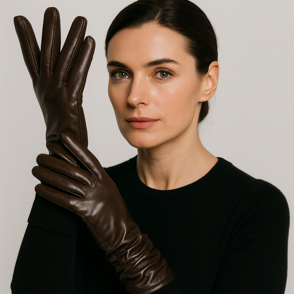 Guanti in Pelle da Donna Eleganti Invernali con Fodera Morbida