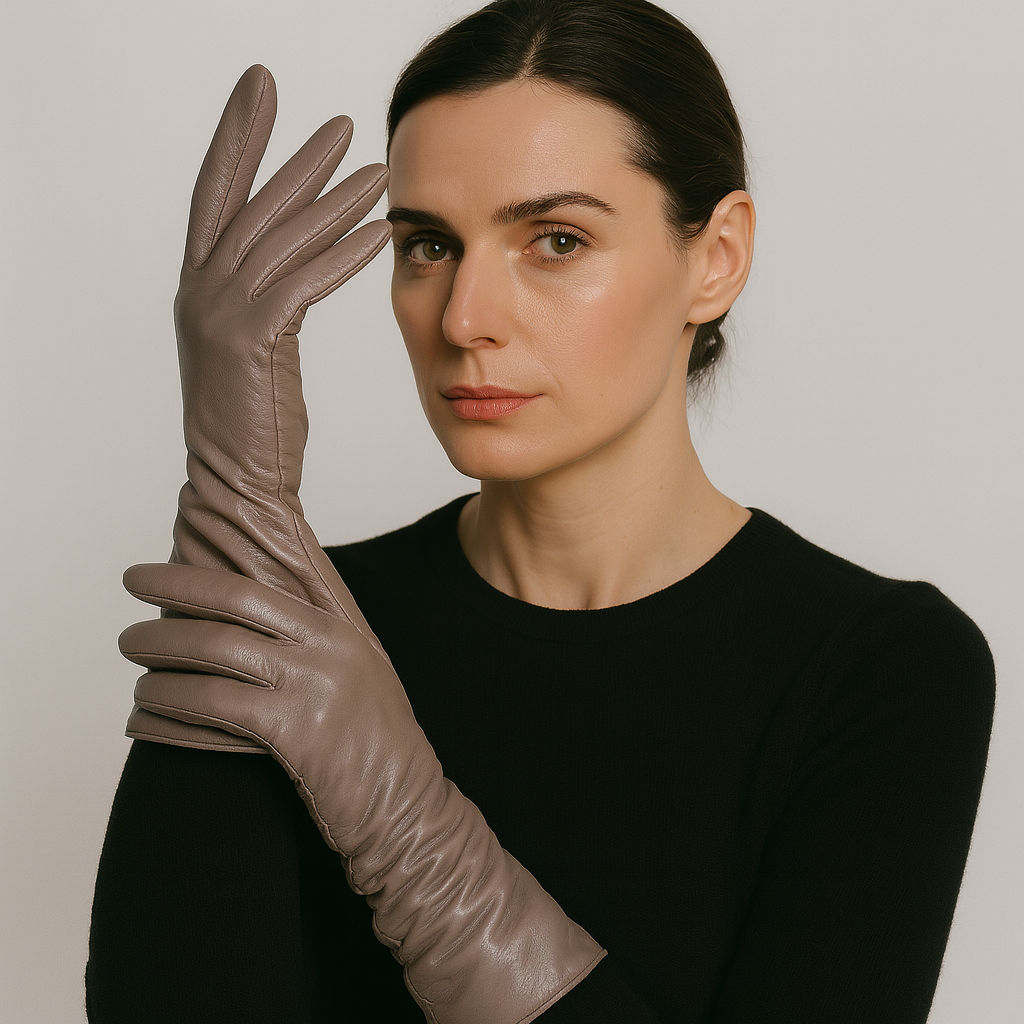 Guanti in Pelle da Donna Eleganti Invernali con Fodera Morbida