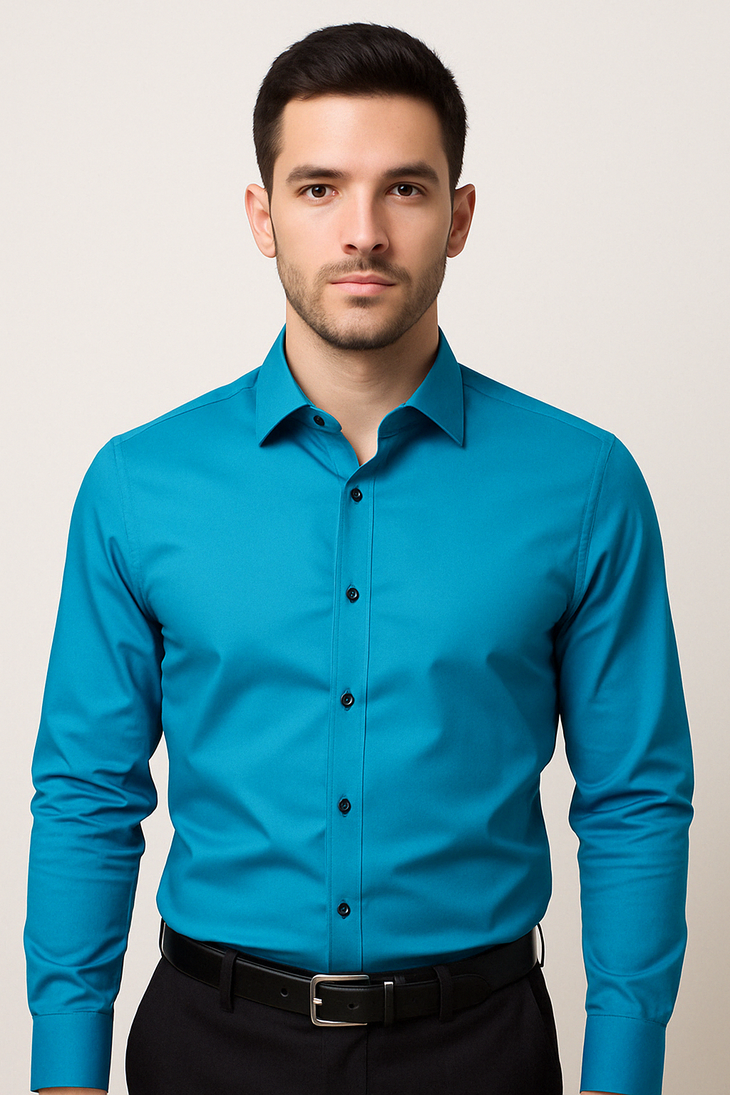 Men's Long Sleeve Slim Fit Shirt in Stretch Cotton
