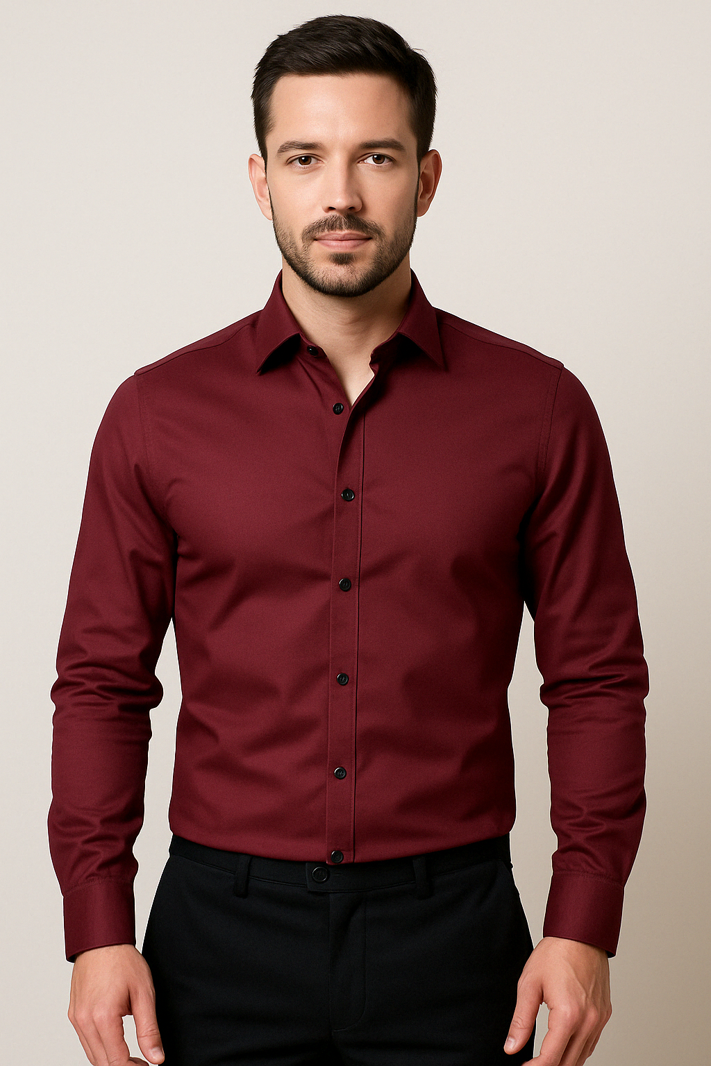 Men's Long Sleeve Slim Fit Shirt in Stretch Cotton