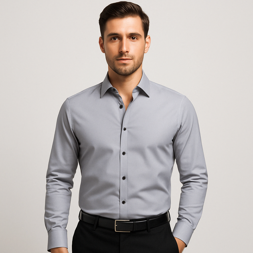 Men's Long Sleeve Slim Fit Shirt in Stretch Cotton
