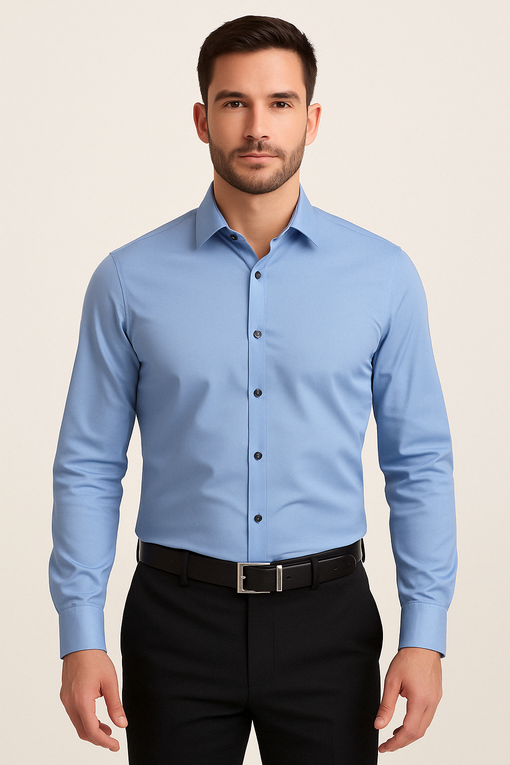 Men's Long Sleeve Slim Fit Shirt in Stretch Cotton