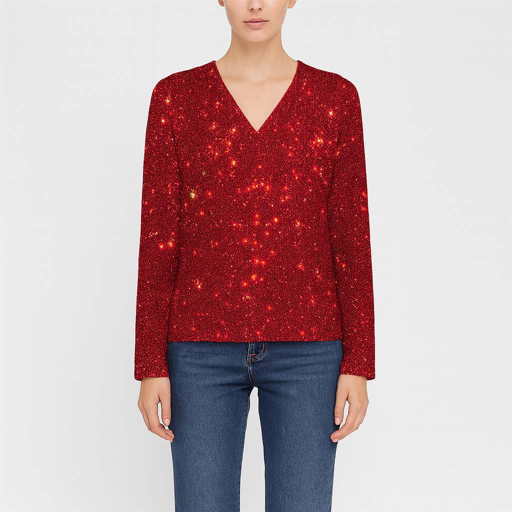 Valerios Fashion - damski sweter z długimi rękawami i brokatem