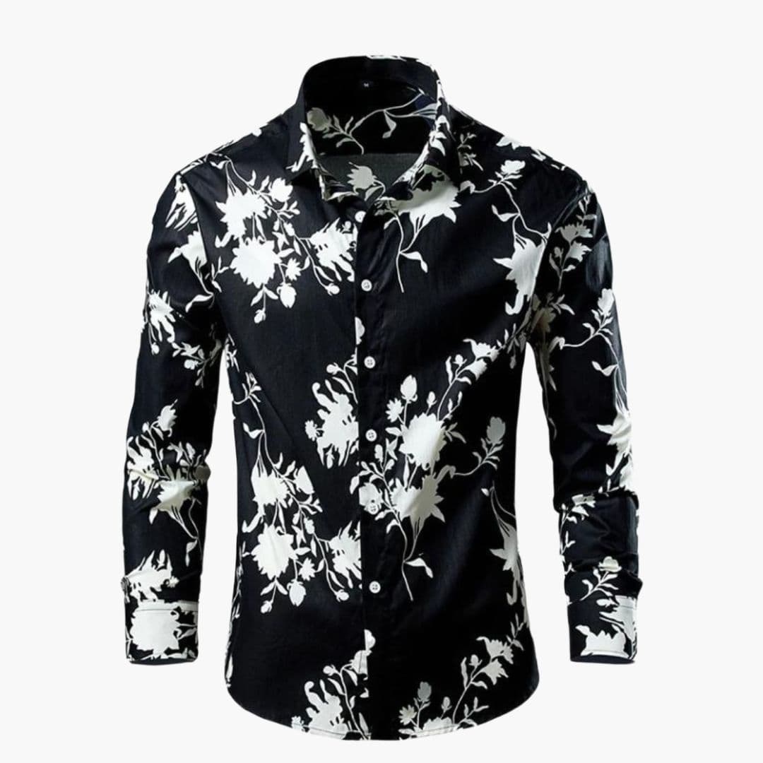 Cămașă bărbătească cu mâneci lungi și model floral