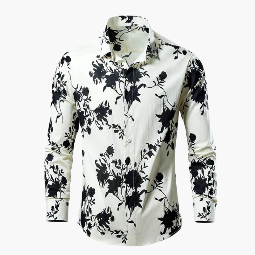 Cămașă bărbătească cu mâneci lungi și model floral