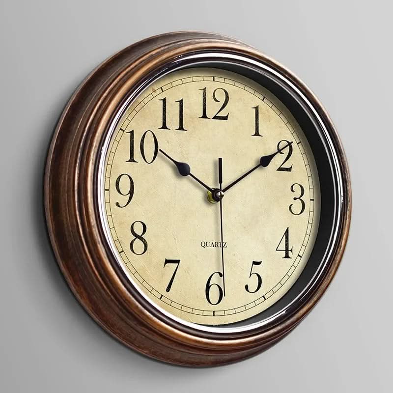 Classic Wall Clock - Silent Mechanism - 30 cm Brown Finish 0