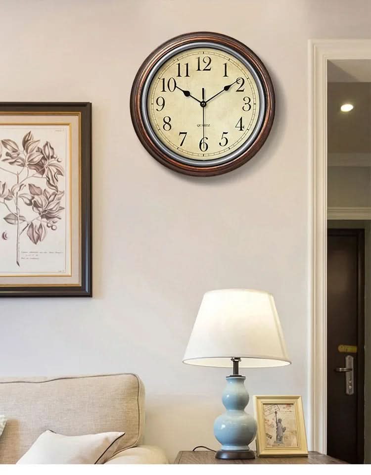 Classic Wall Clock - Silent Mechanism - 30 cm Brown Finish 1