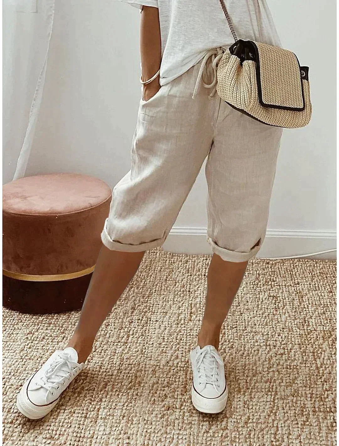 Pantalon Capri pour femme en polyester