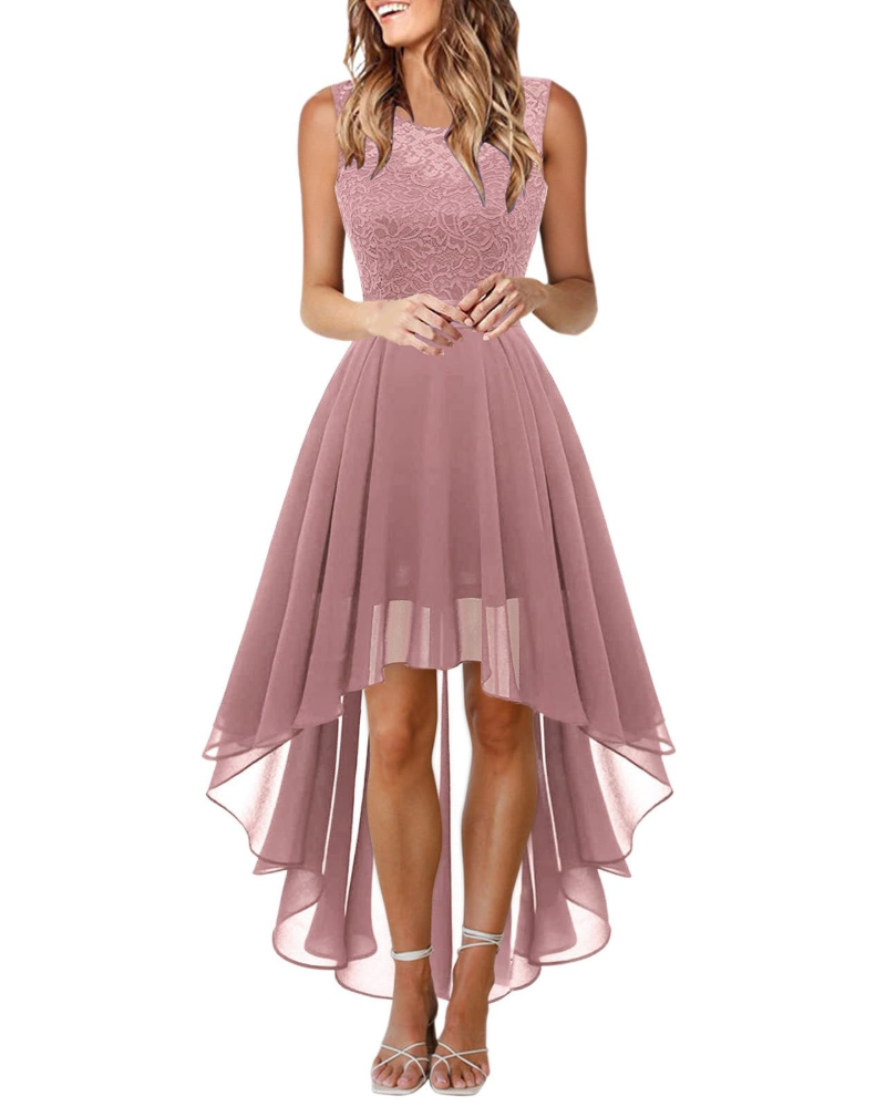 Dlouhé dámské šaty bez rukávů z krajky s kulatým výstřihem Boho chic elegantní