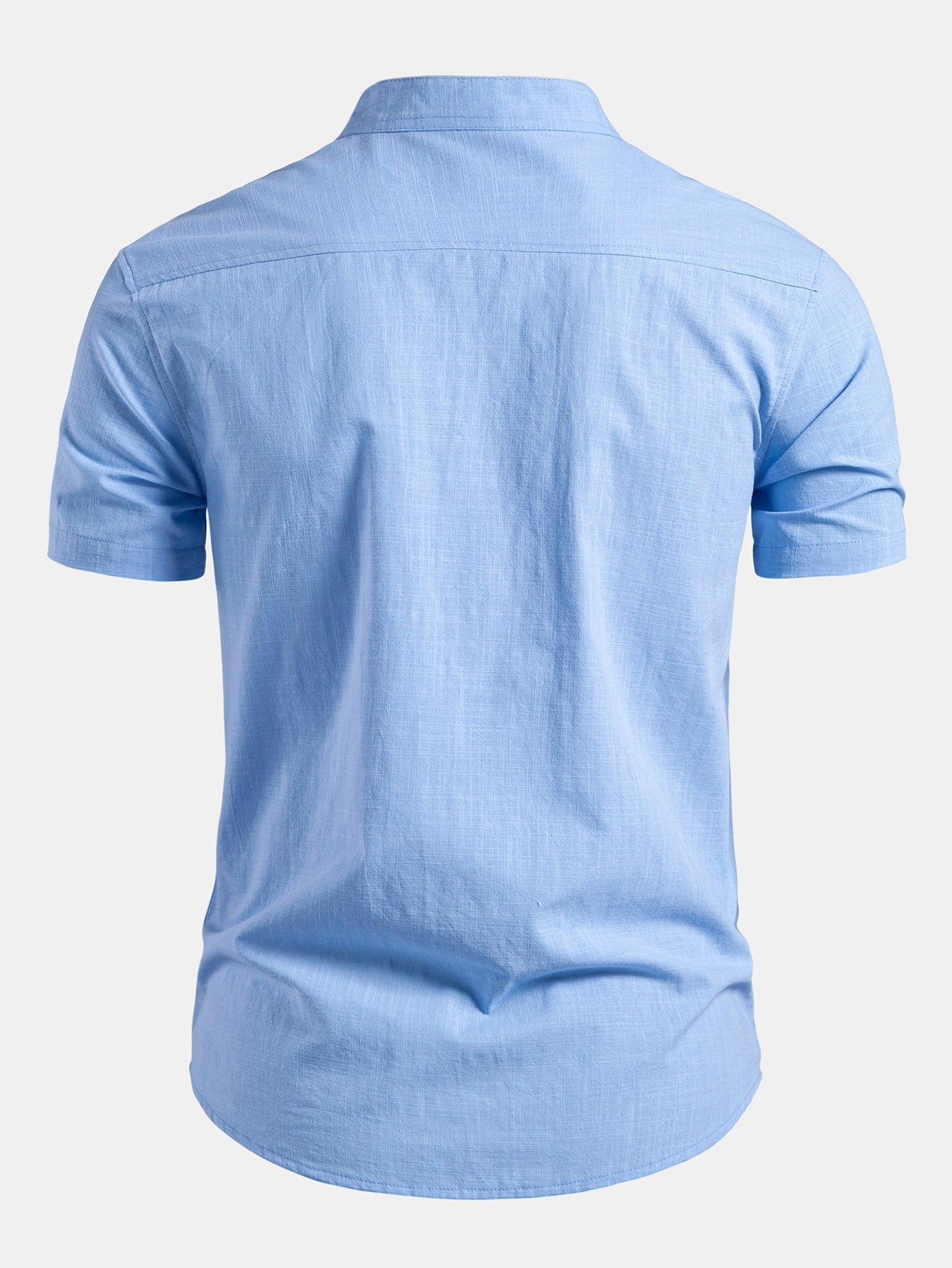 Men's Short Sleeve Shirt with Mandarin Collar - Tailored Fit