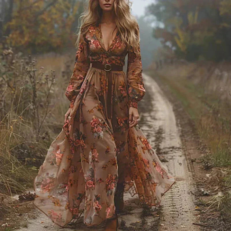 Abito Maxi Boho – Vestito a Volant per Donna, Stile Casual ed Elegante